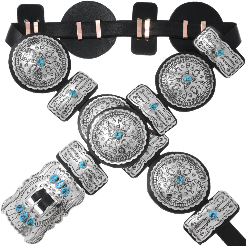 Sleeping Beauty Turquoise Silver Concho Belt 20173